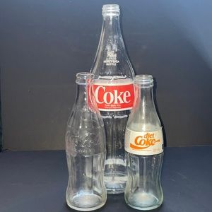 Coke Bottles Coca-Cola Collectible Glass Soda Diet Coke Collection X3